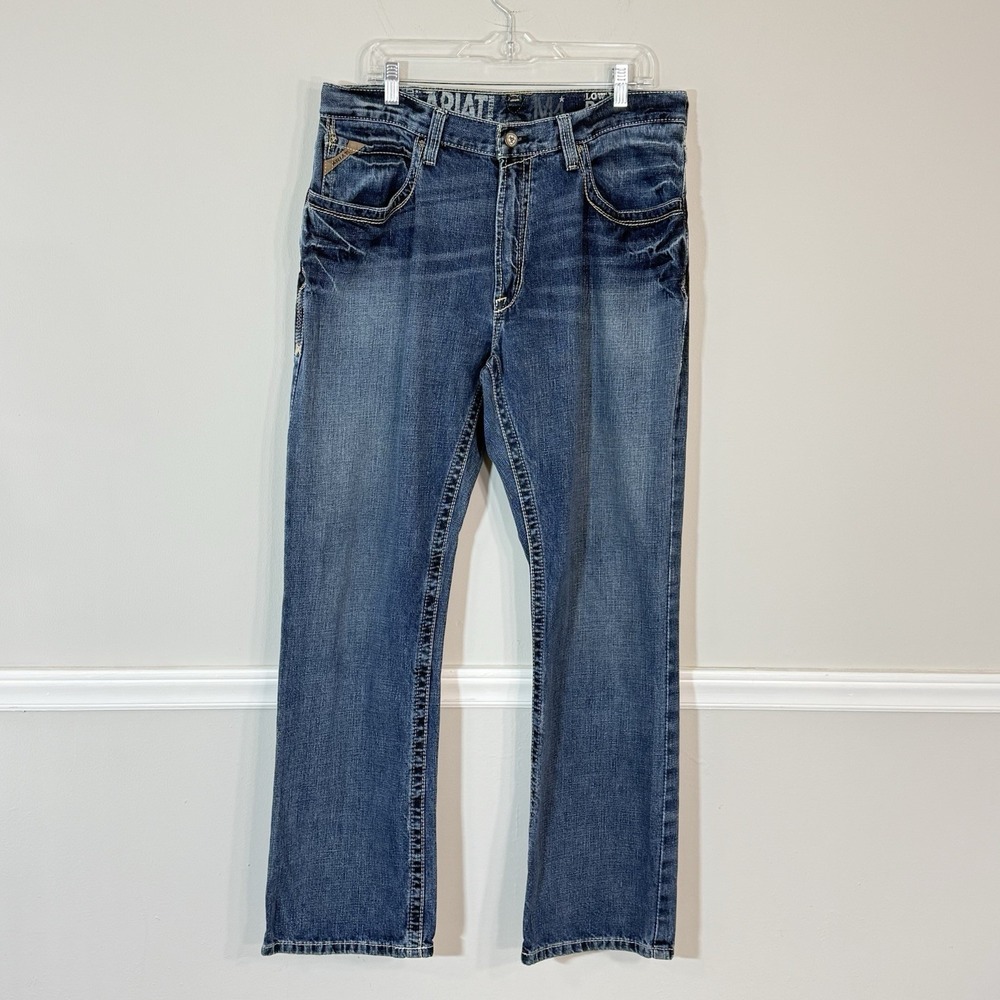 Ariat Mens Low Rise Boundary Boot Cut Jeans M4 Denim Mens Sz 36X32 Blue Western